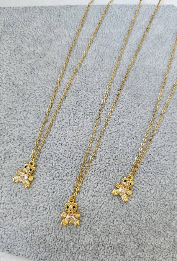 Collar mini bear acero dorado