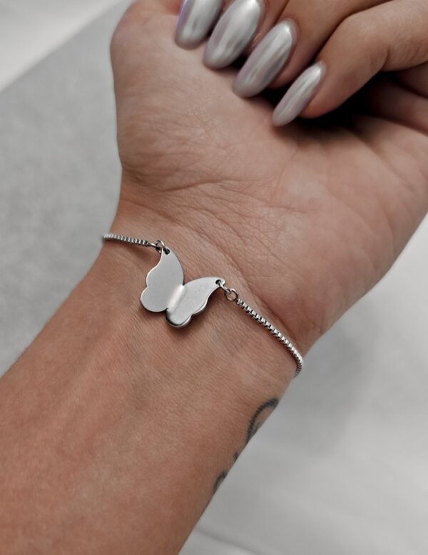 Pulsera mariposa lisa acero quirúrgico