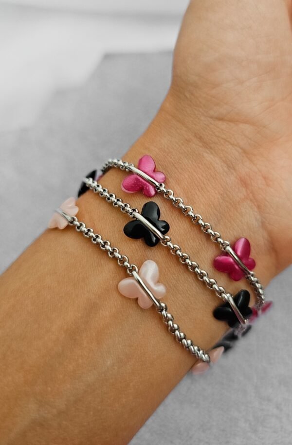 Pulsera mariposas acero quirúrgico (3 colores)