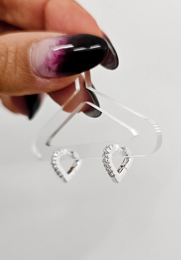 Argollitas gota mini cristal acero blanco
