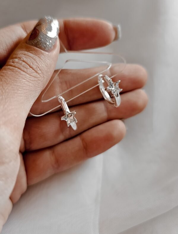 Argollitas stars acero blanco