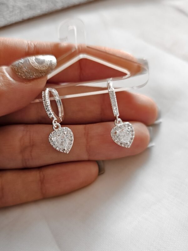 Argollitas love cristal acero blanco