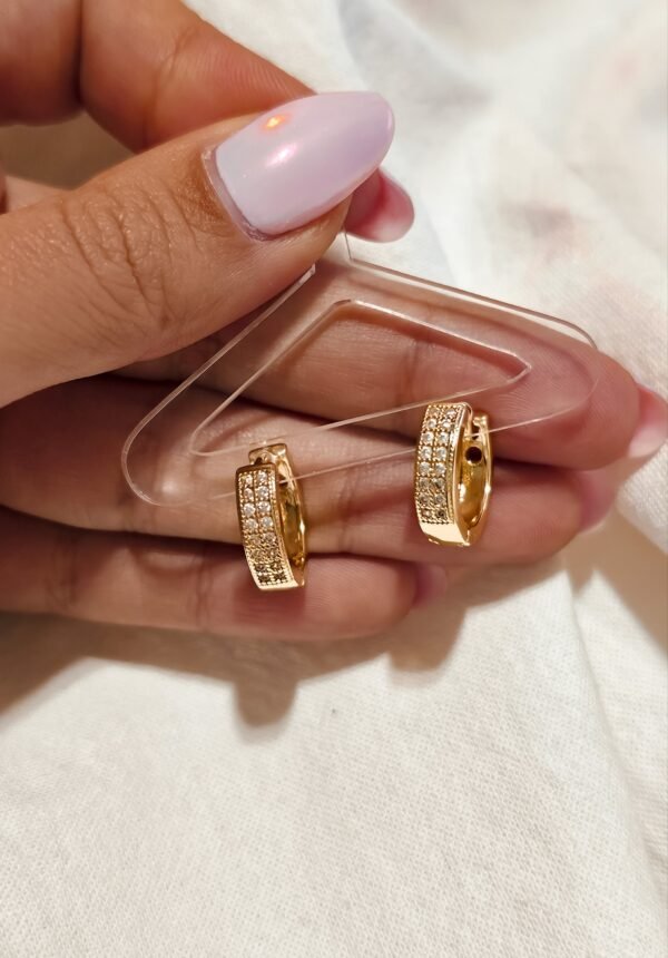 Argollitas doble shine acero dorado