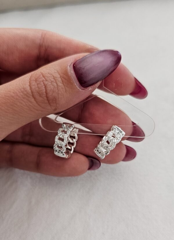 Argollitas eslabones brillo acero blanco mini