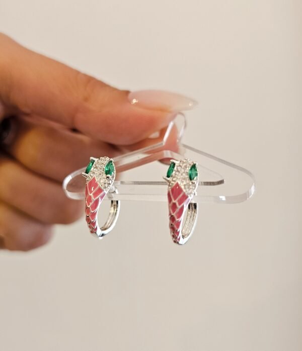 Argollitas snake verde y rosa