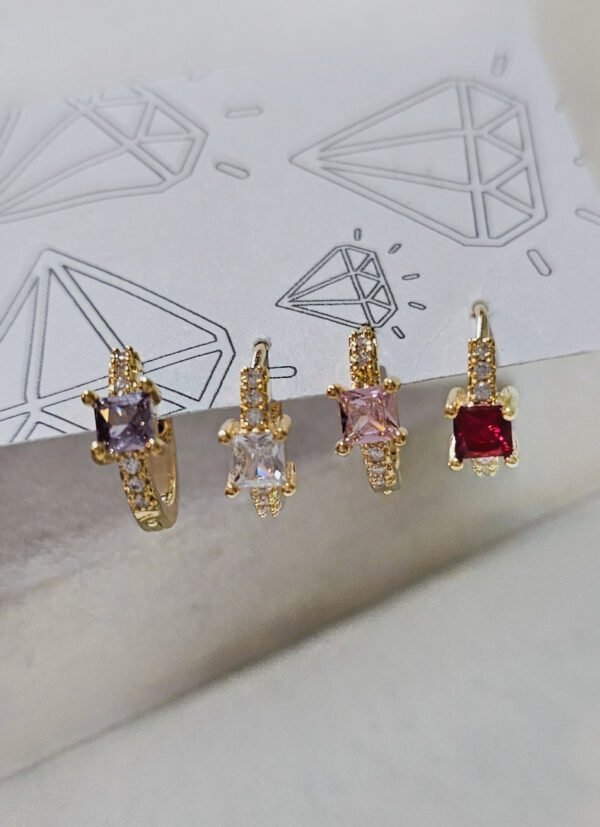 Argollitas cuadrado acero dorado (4 colores)