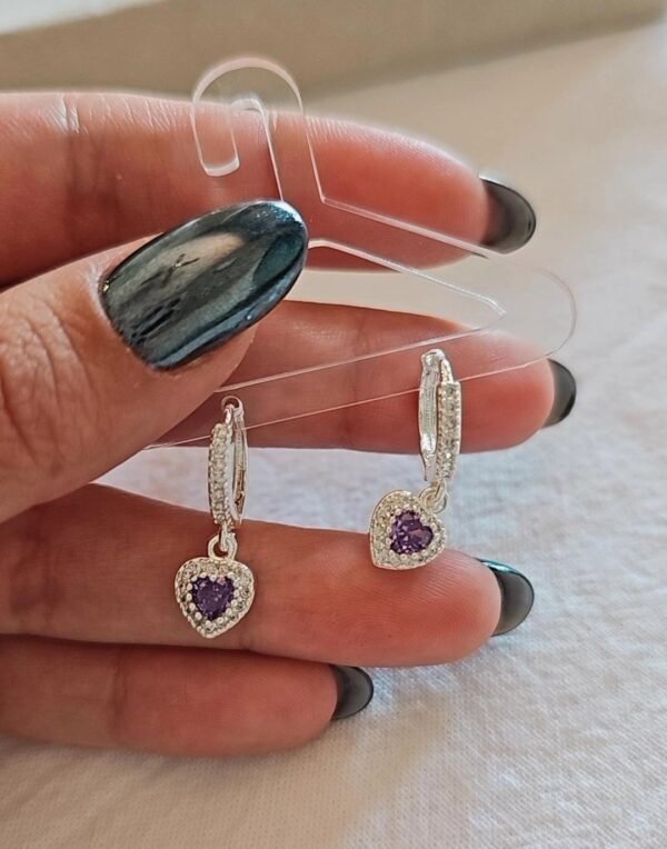 Argollitas love violeta acero blanco