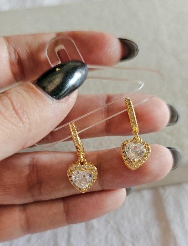 Argollitas love cristal acero dorado
