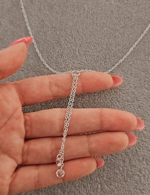 Collar largo doble destellito acero blanco