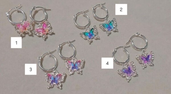 Argollas mariposas acero blanco (4 colores)