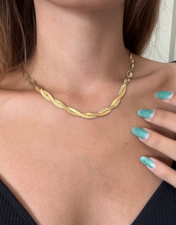 Collar trenzi flat acero dorado