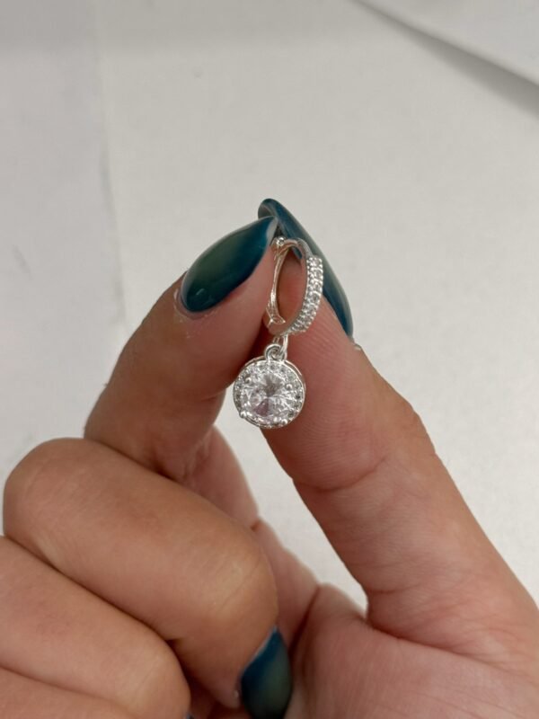 Argollitas circle cristal acero blanco