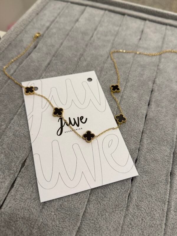 Collar luck negro acero dorado