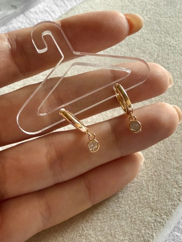 Argollitas circulo cristal acero dorado