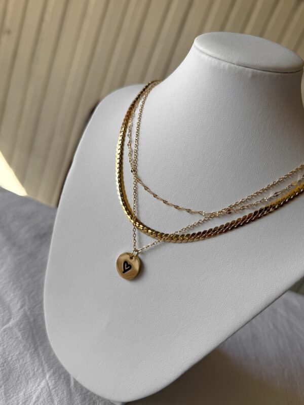 Collares x3 chapita cora acero dorado