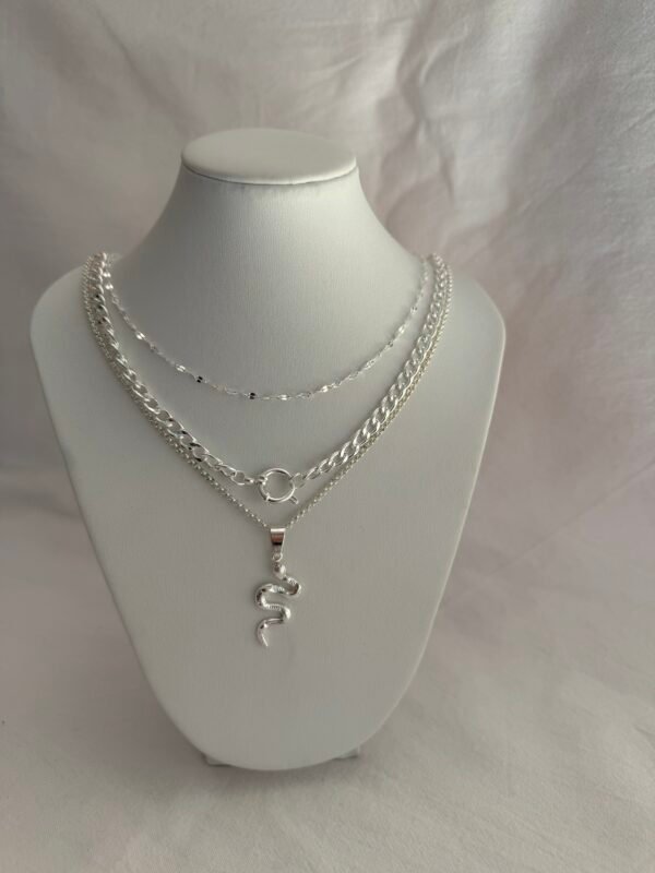 Collares x3 snake acero blanco
