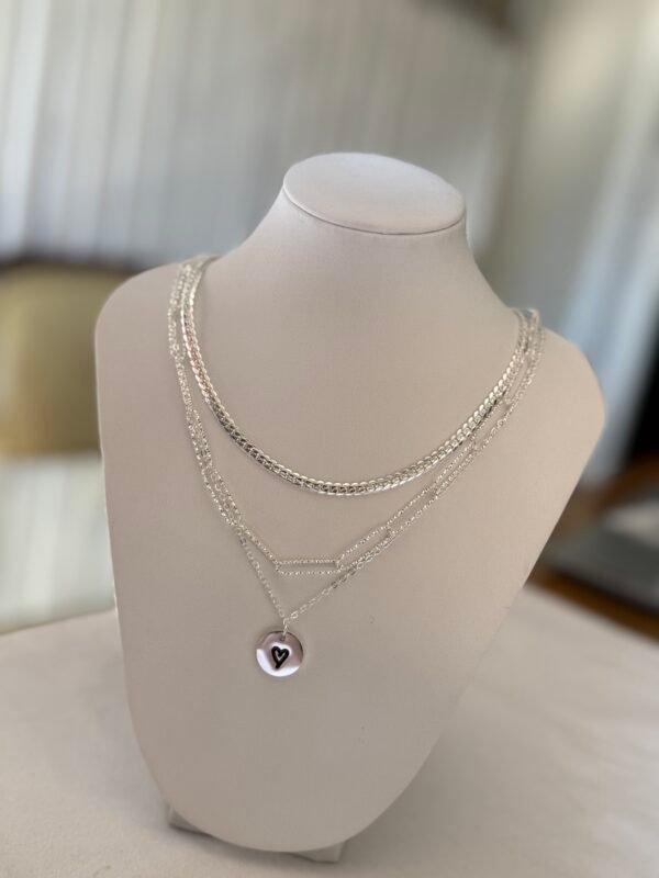 Collares x3 chapita cora acero blanco