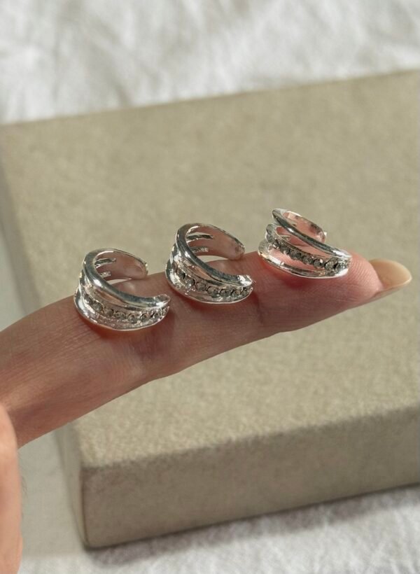 Cuff triple stras acero blanco