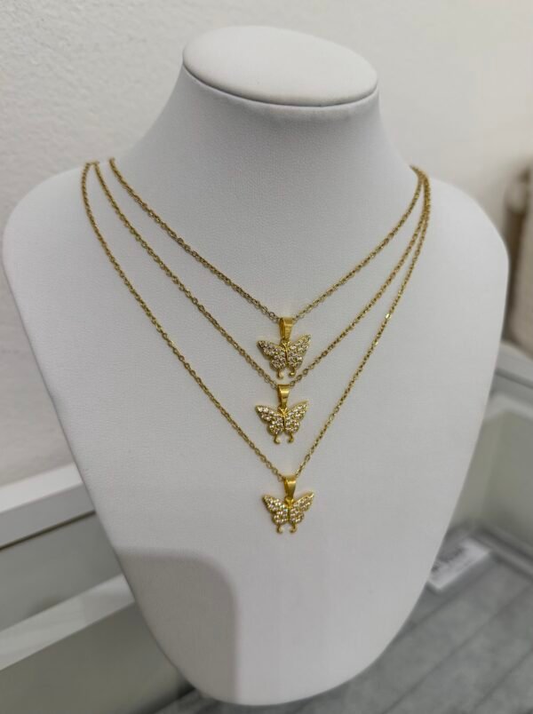 Collar butterfly shine acero dorado