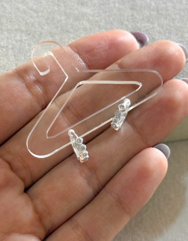 Argollitas circulitos cristal acero blanco