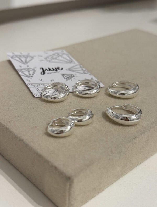 Argollas oval lisas acero blanco (3 tamaños)
