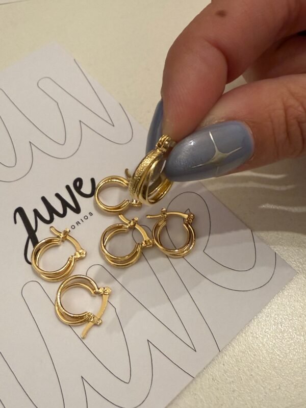 Argollitas doble textura enchapado en oro