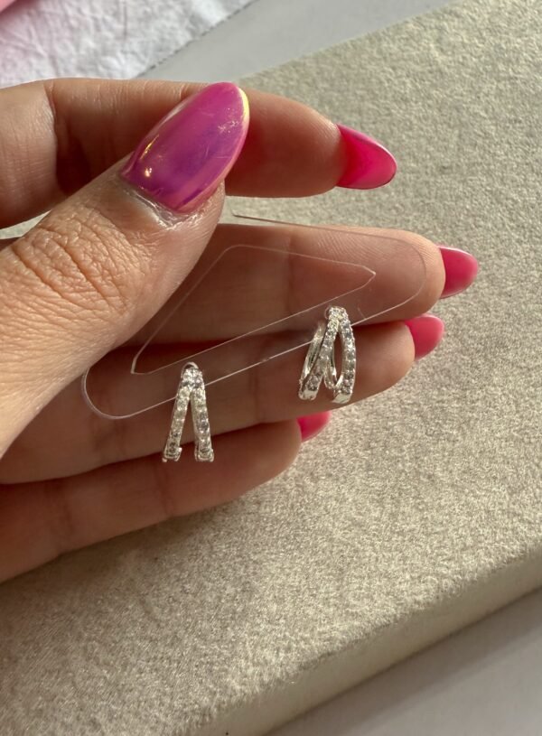 Argollitas brillo doble acero blanco