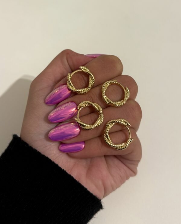 Argollitas trenzi max acero dorado