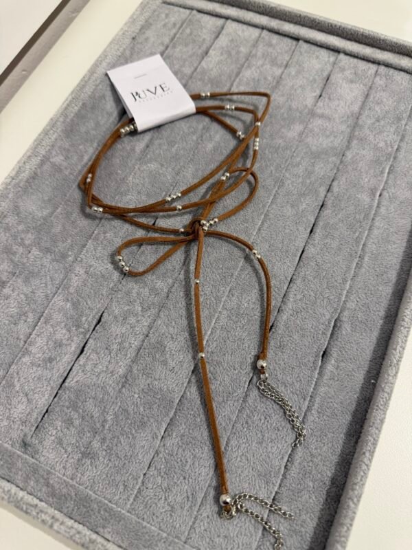 Chocker marrón bolitas cadenas