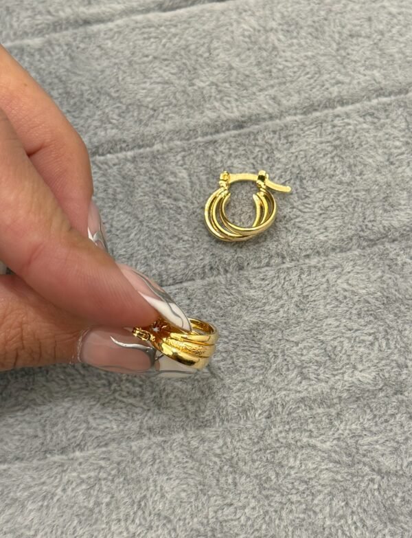 Argollitas triple textura enchapado en oro