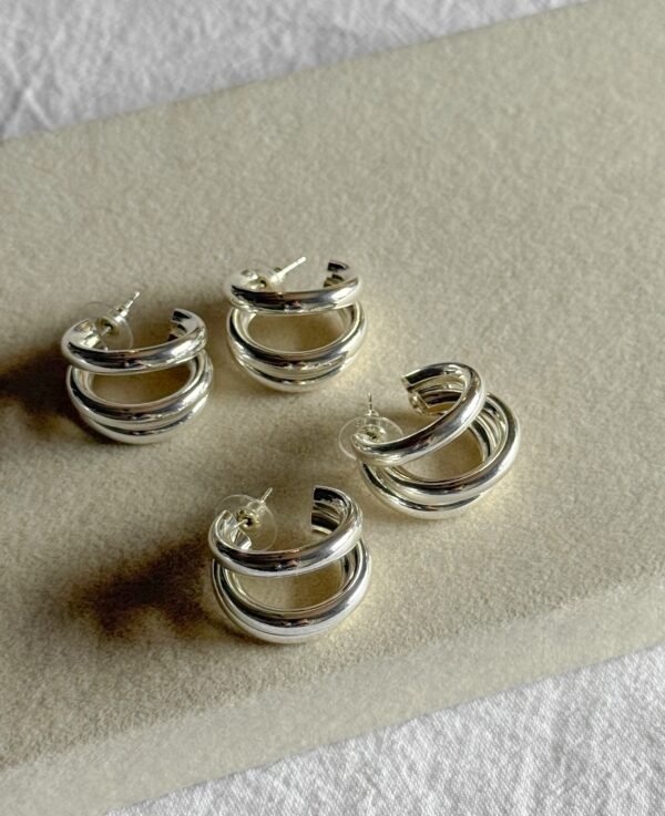 Semi argollas triple lisas chunky