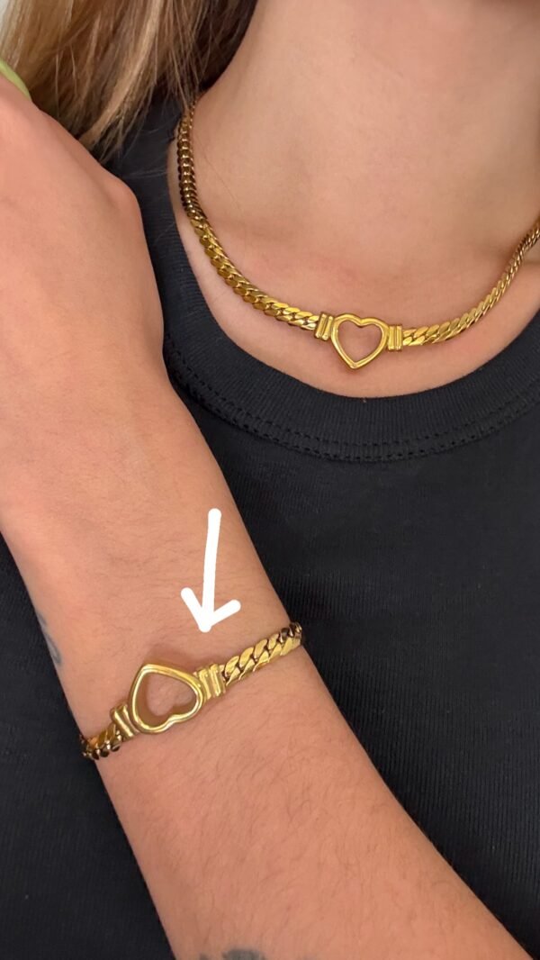 Collar heart chain chunky acero dorado