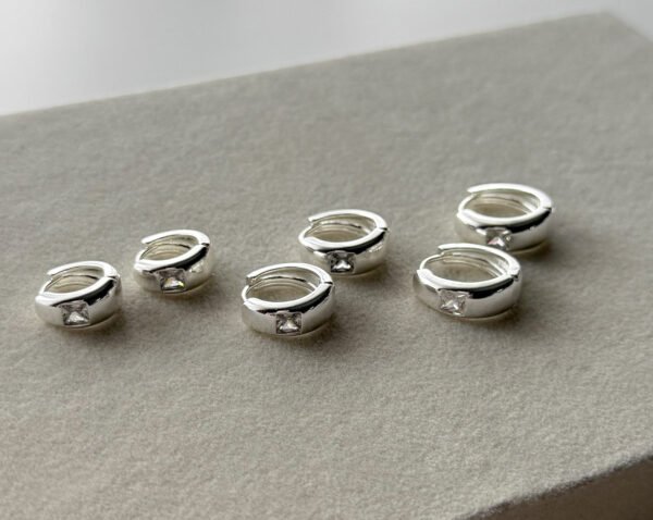 Argollas oval cuadrado shine (3 tamaños)