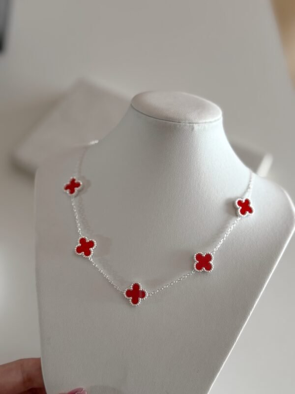 Collar luck rojo acero blanco