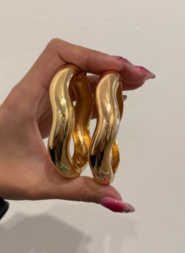 Pulsera chunky ondas acero dorado