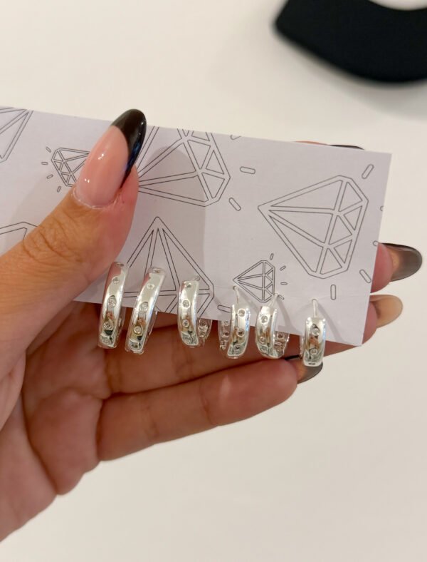 Argollitas basic destellitos (3 tamaños)