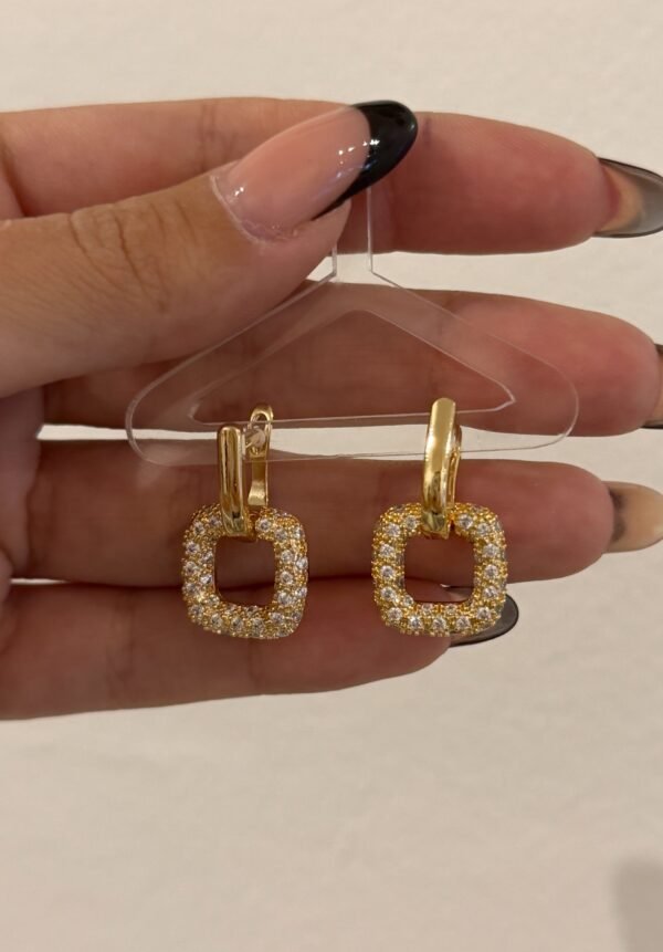 Argollas cuadra max shine acero dorado