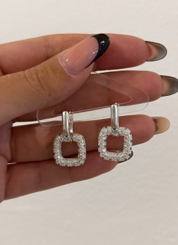 Argollas cuadra shine max acero blanco