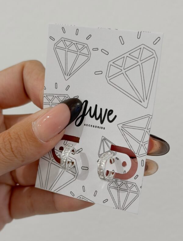 Argollitas brilli cristal acero blanco