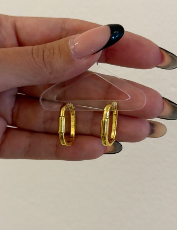 Argollitas oval barrita acero dorado