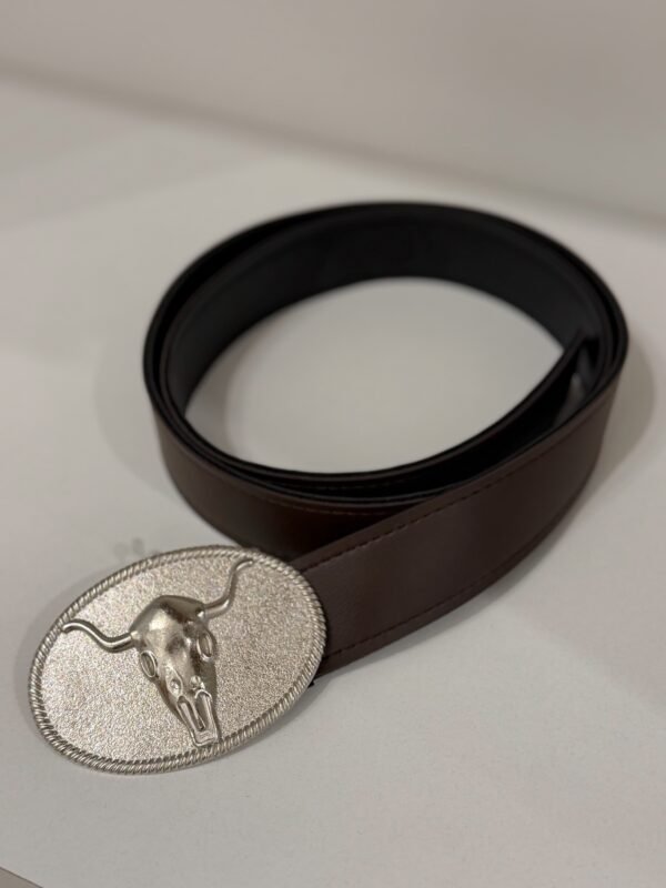 Cinto marrón chapón plateado