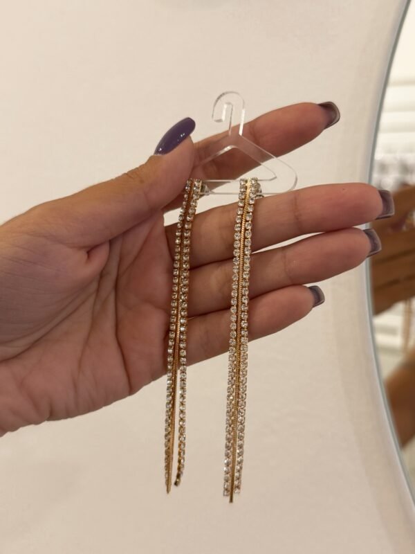 Aros largos chain shine acero dorado
