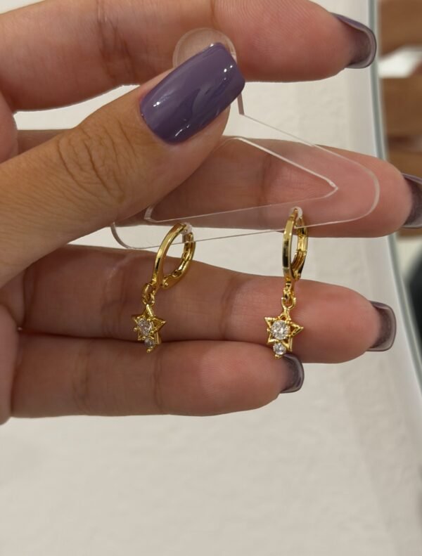 Argollitas star brillo acero dorado