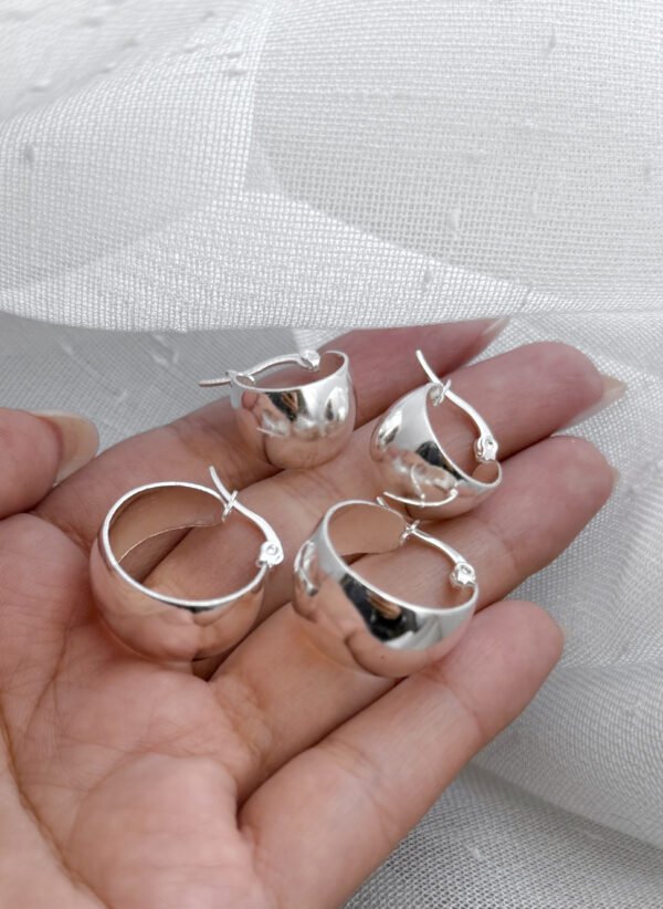 Argollas anchas acero blanco (2 tamaños)