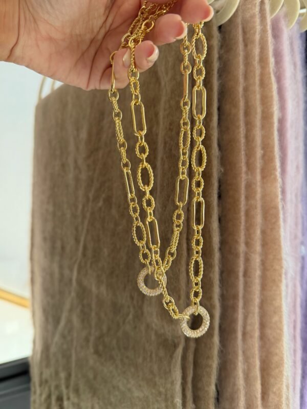 Collar circle shine eslabones combinados acero dorado