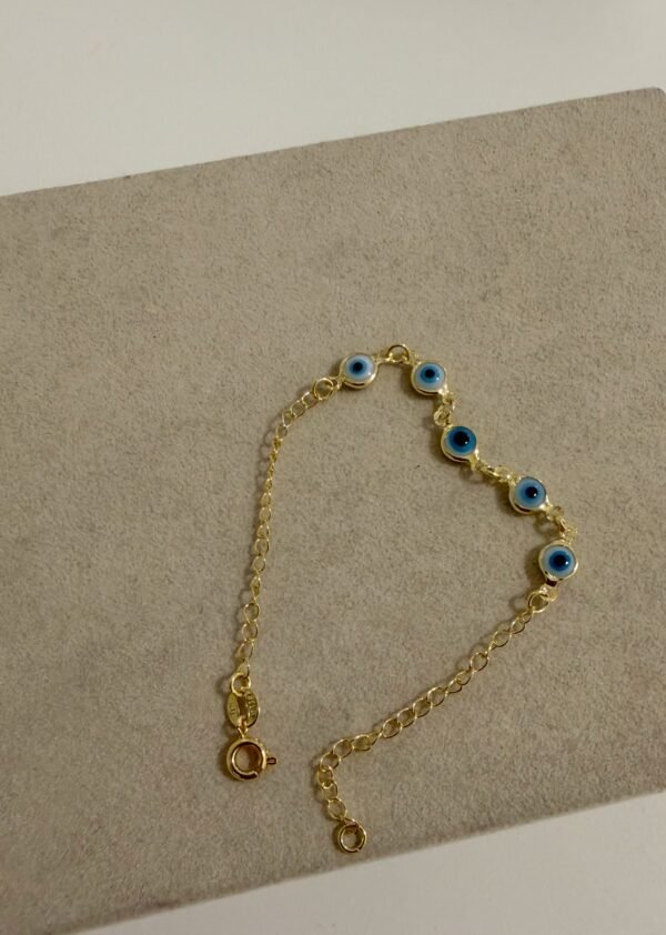 Pulsera protección blanca enchapado en oro