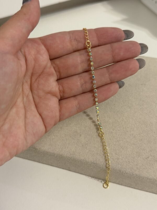Pulsera stras fini tornasol acero dorado