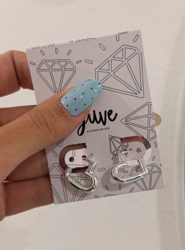 Aros corazón liso acero blanco
