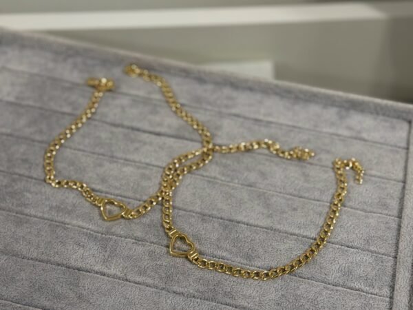 Collar heart eslabones acero dorado