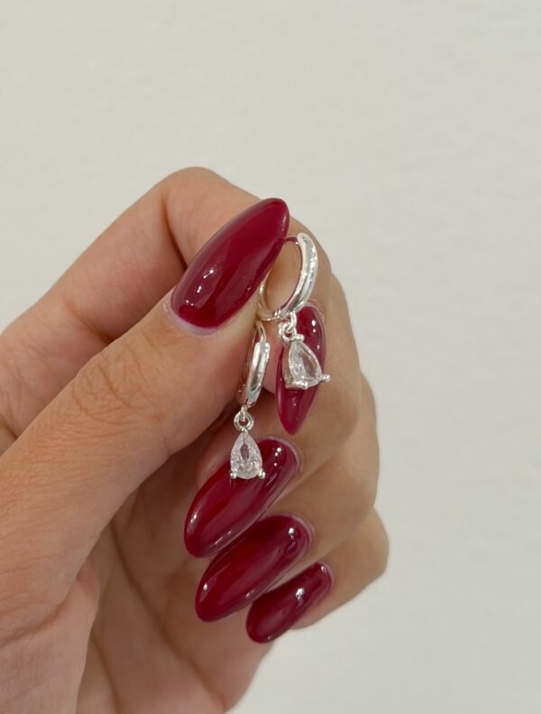 Argollitas mini gota acero blanco